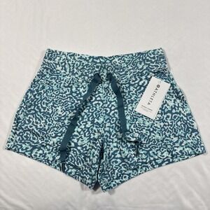 Athleta Women's Small Shorts Teal Balance 4" Shortie Clouded Leopard Blue NWT